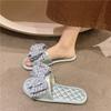 Zapatillas Planas con Estampado Estilo Ins Coreano y Moño para Verano para Casa Zapatillas de Suela Suave para Uso Exterior Sandalias Antideslizantes