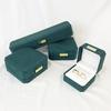 Caja octogonal de microfibra, de alta gama, de cuero, para joyería, con cadena de perlas y collar de diamantes dorados.