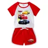 Roupa de Verão Nova Infantil para Menino Roupa de Duas Peças Casual Esportiva Shorts de Ciclismo Camiseta de Manga Curta Shorts