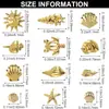 Joyería para Uñas Transfronteriza Remaches Metálicos Serie Océano Conchas de Estrella Remaches Dorados Plateados Disco de 12 Compartimentos Venta al Por Mayor