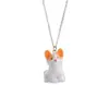 Lindo Colgante de Perro de Resina Flocada 3D Collar Cadena para Clavícula Muñeco de Animal Mini Lindo Flocado Otoño e Invierno