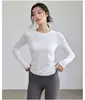 Traje de yoga para mujer, otoño e invierno, ajustado, adelgazante, de alta elasticidad, cuello redondo, deportivo, de manga larga, para correr, entrenamiento, de secado rápido, traje de fitness superior