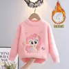 Suéter Infantil com Forro de Lã, Blusa de Tricô Pulôver Grossa, Novo Estilo Outono e Inverno 2026, Suéter My Little Pony para Meninas