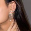 Brincos de corrente de borla de diamante de luxo transfronteiriços europeus e americanos, moda feminina, brincos longos exagerados de diamante completo para ano novo