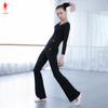 Zapatos de Baile Rojos Otoño e Invierno Top de Manga Larga Ropa de Práctica Disfraz de Baile Danza Jazz Ropa de Baile Cuadrado Top para Mujer 3603