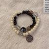 Pulsera Nueva de Estilo Chino Flor de Fantasma de Montaña con Cuentas Doble Capa para Mujer Estilo Nacional Retro de Alto Valor Nueva Pulsera Personalidad Versátil Joyería de Mano