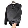 Moletom Casual Masculino Popular Gola Redonda Solto Design de Relevo com Letras Senso de Design Top Estilo Novo de Início de Primavera Bonito Manga Longa Masculino