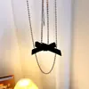 Collar de cadena para clavícula con pedrería de lazo diseño de nicho de lujo ligero temperamento simple versátil moda personalidad accesorios mujer