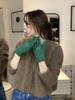 Lindos Guantes Cortos de Punto con Lazo de Amor con Pedrería Caliente para Estudiante Otoño e Invierno Estilo Coreano Ins para Exterior Viajar Montar Mujeres