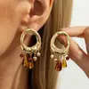 Pendientes Colgantes de Resina Geométrica Degradada Retro Transfronterizos Europeos y Americanos, Pendientes de Acrílico Metálico Irregulares de Moda Estilo Ins