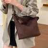 Elegante Bolsa Japonesa de Ombro Único Outono Coreana Suede Tote Veludo Moda de Mão Grande Capacidade Nova 2026 Retrô Transversal Feminina