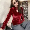 Nuevo Top Qipao de Terciopelo de Alta Gama con Cuello Mao Abotonado Estilo Chino para Mujer, Elegante Blusa Estilo Nacional para Otoño e Invierno para Usar en Capas o como Prenda Exterior