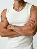 Regata Canelada Masculina em Alta no TikTok para o Verão, Versátil Top Sem Manga Slim Fit para Esportes e para Usar em Camadas