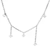 Collar de Plata de Ley S925 Gipsófila Circonita para Mujer Diseño de Nicho Cadena para Clavícula Doble Capa Superpuesta de Lujo Ligero con Borla