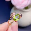 Ventas Directas de Fábrica Venta al por Mayor de Fábrica Anillo Pendientes de Peridoto Natural Plata 925 Chapado en Oro Blanco Piedra Principal 6X9Mm