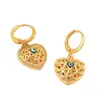 Pendientes de Ojo de Diablo Corazón Hueco Chapados en Cobre Oro Real Circonita Estilo INS Nicho Versátiles para Mujer del Distrito Lu