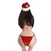 Lingerie sexy roupa de Natal de menina bonita macacão decotado nas costas com amarração no pescoço uniforme de paixão quente sedutor provocante