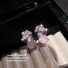 Brincos de Vinha de Flor de Magnólia de Madagascar com Calcedônia Verde Nova Vinha Chinesa Calcedônia em Pó Cabaça Fulu Brincos