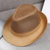 Sombrero de Verano para Hombre Pequeño Topper Sombrero de Paja Junto Malla de Poliéster Transpirable Hueco Parasol Parasol Rizado Sombrero Protector Solar