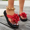 Nuevas Chanclas Exteriores de Suela Gruesa para Mujer, Chanclas Ligeras, Chanclas de Playa de Color Puro con Flor, Talla 36-43