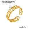 Anillo de 18K para Mujer Diseño de Nicho Ins Anillo de Unión Geométrica Anillo de Acero de Titanio Anillo de Línea de Hoja Hueca Joyería