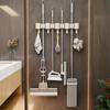 Soporte para Mopa sin Taladro Montado en Pared Solución de Almacenamiento Multifuncional para Baño, Soporte para Mopa Montado en Pared Fijo Fuerte