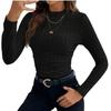 Moda Feminina Outono/Inverno 2023 Transfronteiriça Amazon Slim Fit Camiseta de Lã Canelada Moderna Cool Estilo Europeu e Americano