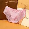 Ropa interior de verano estampada de Seda de Hielo sin costuras para mujer, sexy, cómoda, de color sólido, de talle medio, con encaje hueco, para mujer