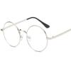 Lentes Anti-Luz Azul Montura de Metal Retro Literarios y Artísticos Elegantes Montura Redonda Espejo Plano Gafas Protectoras contra la Radiación con Lentes para Miopía
