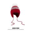Chapéu de Lã Retro Ski Fairisland para Mulheres Outono e Inverno Aconchegante Quente à Prova de Frio Proteção para Orelhas Chapéu de Lã com Pom Pom para o Inverno