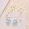 Pendientes de mariposa con cuentas de cristal azul degradado para mujer, nuevos pendientes largos de nicho de lujo ligeros de alta gama chinos, pendientes antiguos