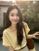 Tienda Insignia Shanghai Dan Nong / Camiseta de Manga Corta para Mujer, Cuello Amarillo de Verano, Corte Holgado, Camiseta de Seda Hielo, Estilo Nuevo, Talla Grande, Top de Algodón de Bambú