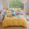 Conjunto de cuatro piezas de sarga de estilo sencillo, sábana de algodón suave con estampado, funda de edredón, ropa de cama para dormitorio de estudiantes, conjunto de tres piezas