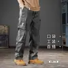 Pantalones de Trabajo Estilo Americano para Hombre, Pantalones Largos Casuales Finos Sueltos de Pierna Recta, Tendencia Versátil Multibolsillos Duraderos de Ropa de Trabajo