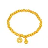 Pulseira feminina antiga de cobre em formato de cabaça, cor areia dourada, com contas douradas, design de corda elástica, joias de latão banhado a ouro, fabricantes, atacado
