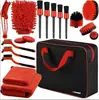 Popular Conjunto Vermelho de 8 Peças de Escova para Limpeza Interna de Pneus de Carro Escova para Furadeira para Limpeza Eficiente no Carro e em Casa
