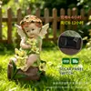 Ángel de Estilo Europeo Creativo Transfronterizo Jardín Patio Alimentado por Energía Solar Hada de las Flores Interior Artesanía de Resina Adornos Decorativos