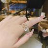 Anel banhado a ouro real de cobre com zircônia incrustada, pedra olho de gato coreana de amor, design feminino simples, abertura ajustável, atacado
