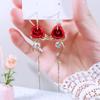 Pendientes de plata 925 con forma de rosa roja, elegantes y sensuales, con diseño de hojas y flores, de Corea, al por mayor.