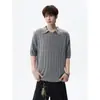 Camiseta de Seda Gelo Manga Curta Estilo Old Money para Homens, Colete Tendência para Casais, Top de Malha Soltinho Respirável de Verão