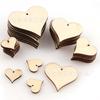 Pieza de botón de madera perforada con forma de corazón de pétalo con agujero pieza de madera decorativa con forma de corazón de pétalo