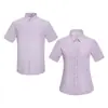 Camisas Masculinas e Femininas Listradas em Azul e Branco, Corte Slim, Manga Longa e Curta, Uniformes de Trabalho para Bancários e Professores, Camisas Formais Profissionais para Negócios, Algodão