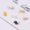 Accesorios para joyería DIY cobre puro color dorado retención tachuela ojo de cordero colgante perla aretes 3/4/5mm accesorios