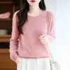 Suéter clásico de nuevo estilo para uso diario, 100% lana, versátil y cómodo para usar en capas, suéter suave de cuello redondo para mujer, perfecto para otoño e invierno