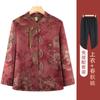 Camisa de Primavera de la Abuela, Camisa de Manga Larga para Mujeres Mayores, Chaqueta Estilo Chino para Mamá, Traje Tang para Señora de 70 Años Atuendo para Banquete de Bodas