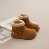 Botas de neve infantis, novo estilo de inverno 2023, com fecho de fivela, forradas com lã, para meninas, estilo Birkenstock, forradas com fleece, espessadas para aquecimento, e forradas com algodão para meninos