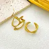 Anillo de Acero Inoxidable Geométrico Abierto con Forma de Corazón Dorado Estilo Ins Europeo y Americano Diseño Retro Joyería para Mujer