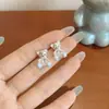 Pendientes de Oso de Zirconia Amor para Mujer Plata Aguja Verano Dulce Dibujos Animados Lindos Diseño de Nicho Pendientes de Estudiante de Gama Alta
