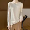 Camiseta base de cuello redondo con forro polar para mujer, ajuste slim para otoño e invierno, agradable para la piel, adelgazante, versátil, cálida, top interior de punto de manga larga