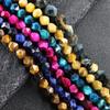 Piedra en Bruto Piedra Ojo de Tigre Corte Diamante Esquina Cadena Larga Semiterminadas Cuentas Sueltas Cuentas Separadas Cuentas Accesorios de Joyería Hechos a Mano Decoración de Pulsera